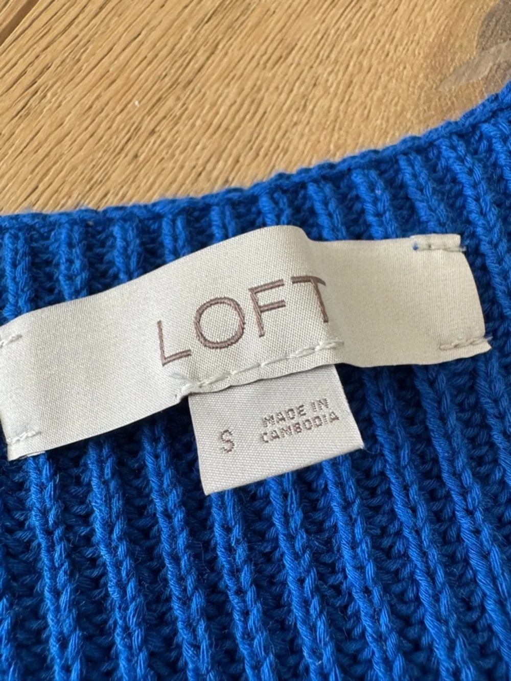 Loft V-Neck Knit Tank Top Blue Beach Boho Chic Size Small